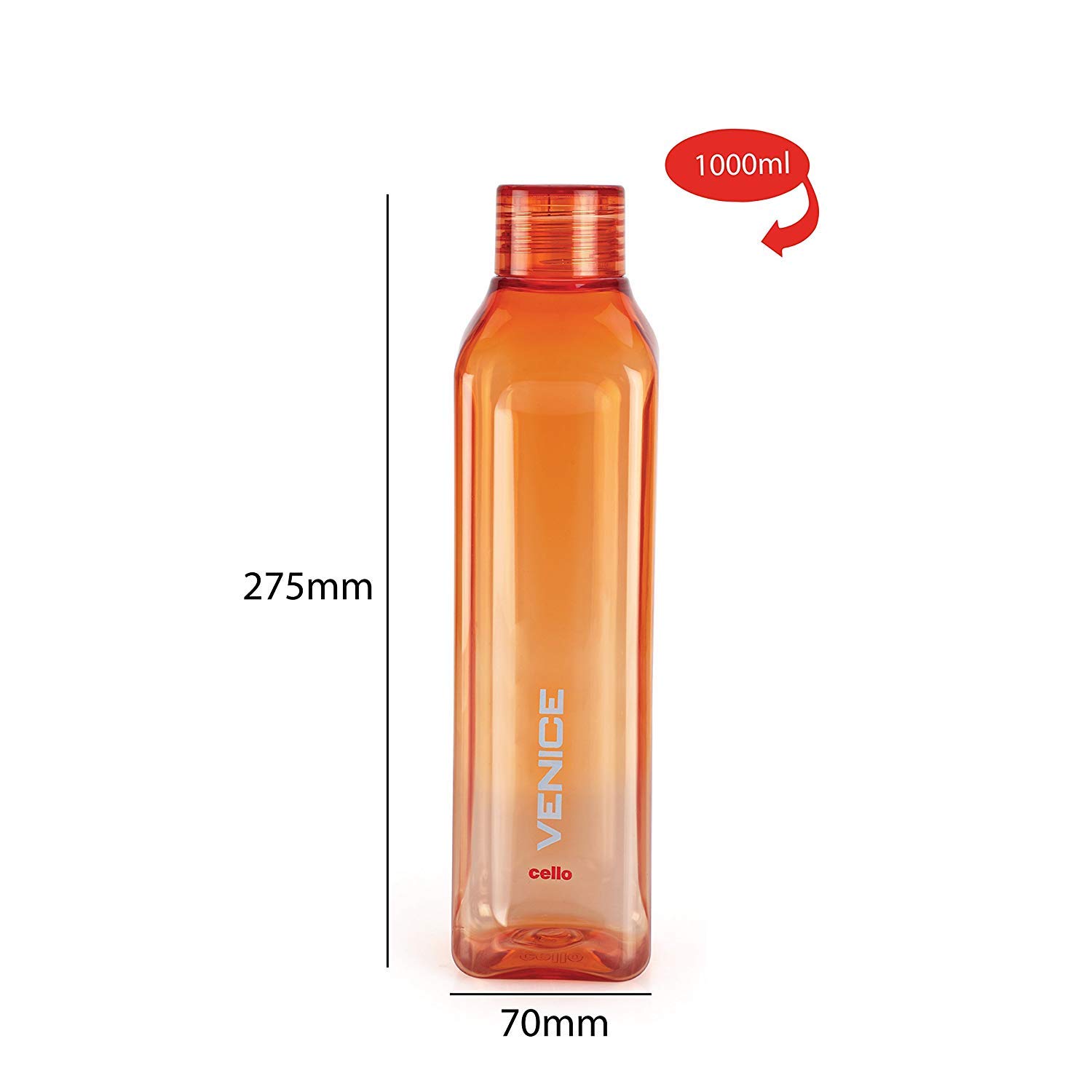 Cello Venice Water Bottles Set of 5, 1000ml Each | Unbreakable, BPA-Free, Food Grade Bottle 